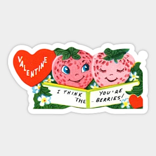 Vintage Valentine Strawberries You're the Berries Sticker